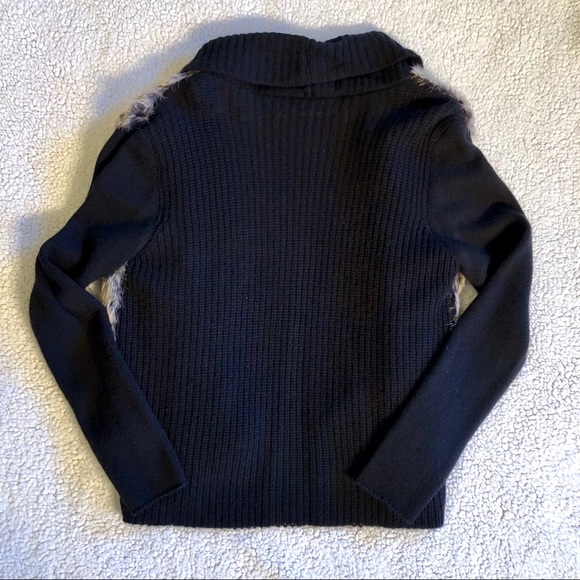 QUINN Black Dyed Faux Fur Cashmere Cardigan NWT - Picture 3 of 3